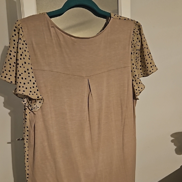 Fortune And Ivy Women's Beige Polka Dot Top - Picture 3 of 4